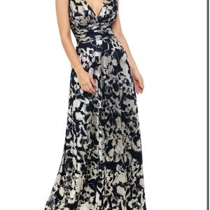 Foil Print Mesh Gown
